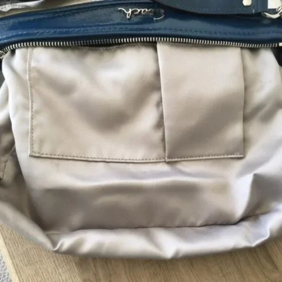 Coach Ashley Dotted Op Art Cream Canvas Blue Leather Shoulder Crossbody Bag - Picture 11 of 11